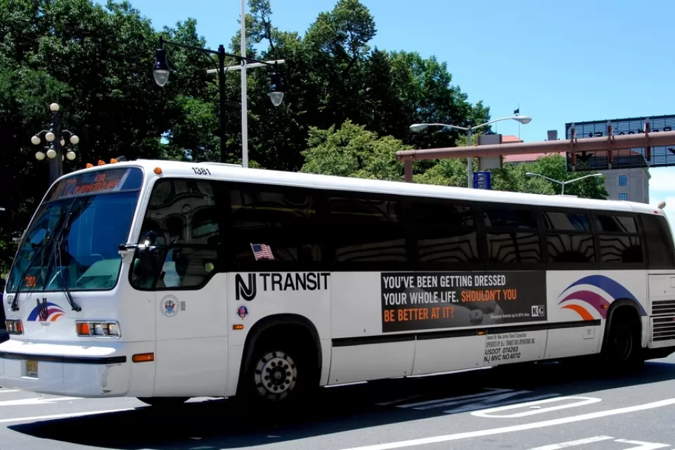 White NJ Transit bus